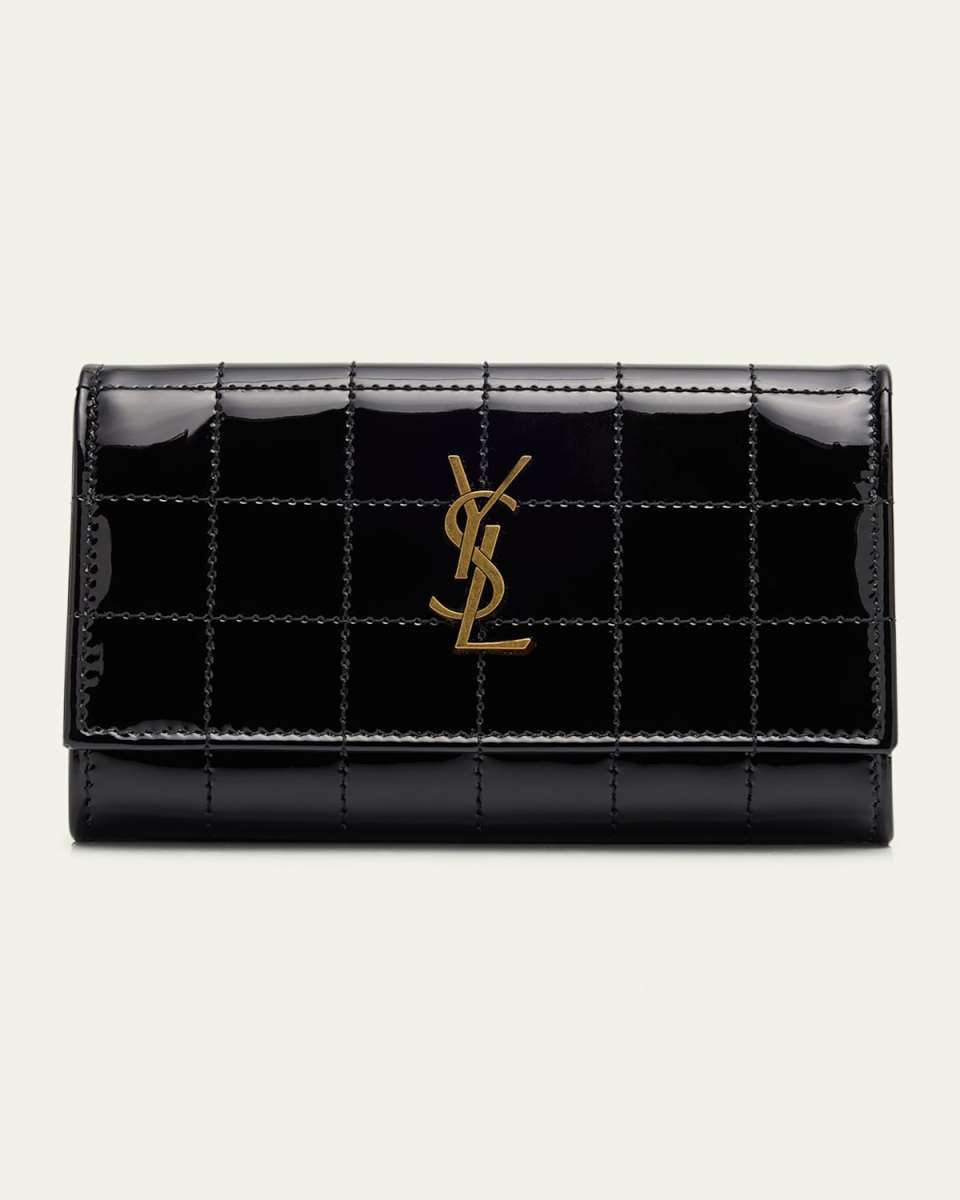 YSL Monogram Small Flap Wallet in Quilted Patent Leather